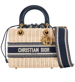 Medium Oblique Basket Lady Dior, Raffia/Canvas, Navy, 63-MA-0222, E/S, 3*